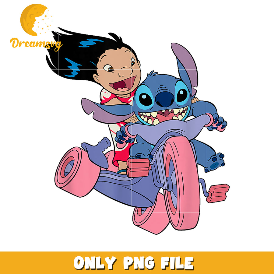 Disney lilo and stitch bike adventure png, bike adventure png, stitch biking png