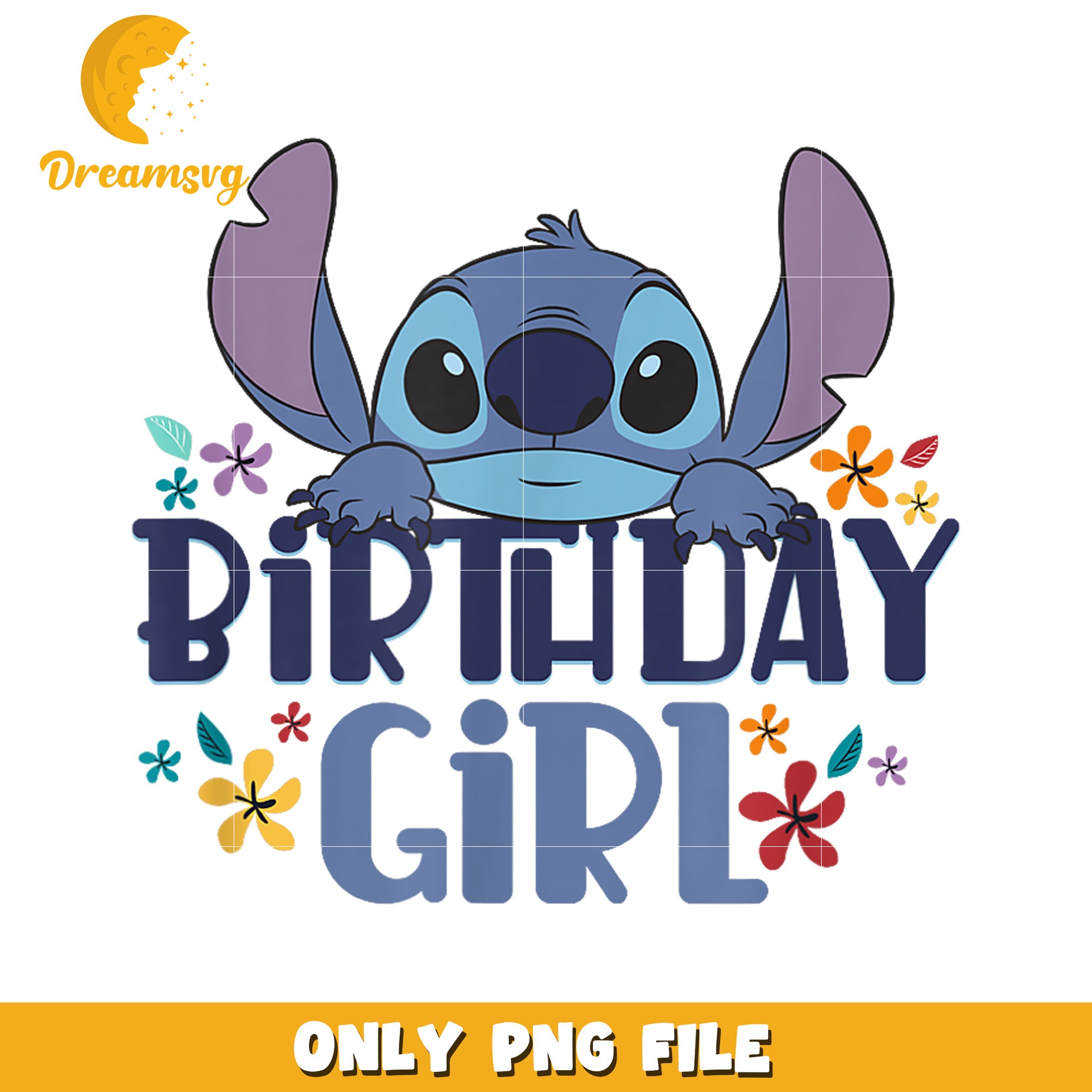 Disney lilo and stitch birthday girl retro png, birthday girl png, retro floral png