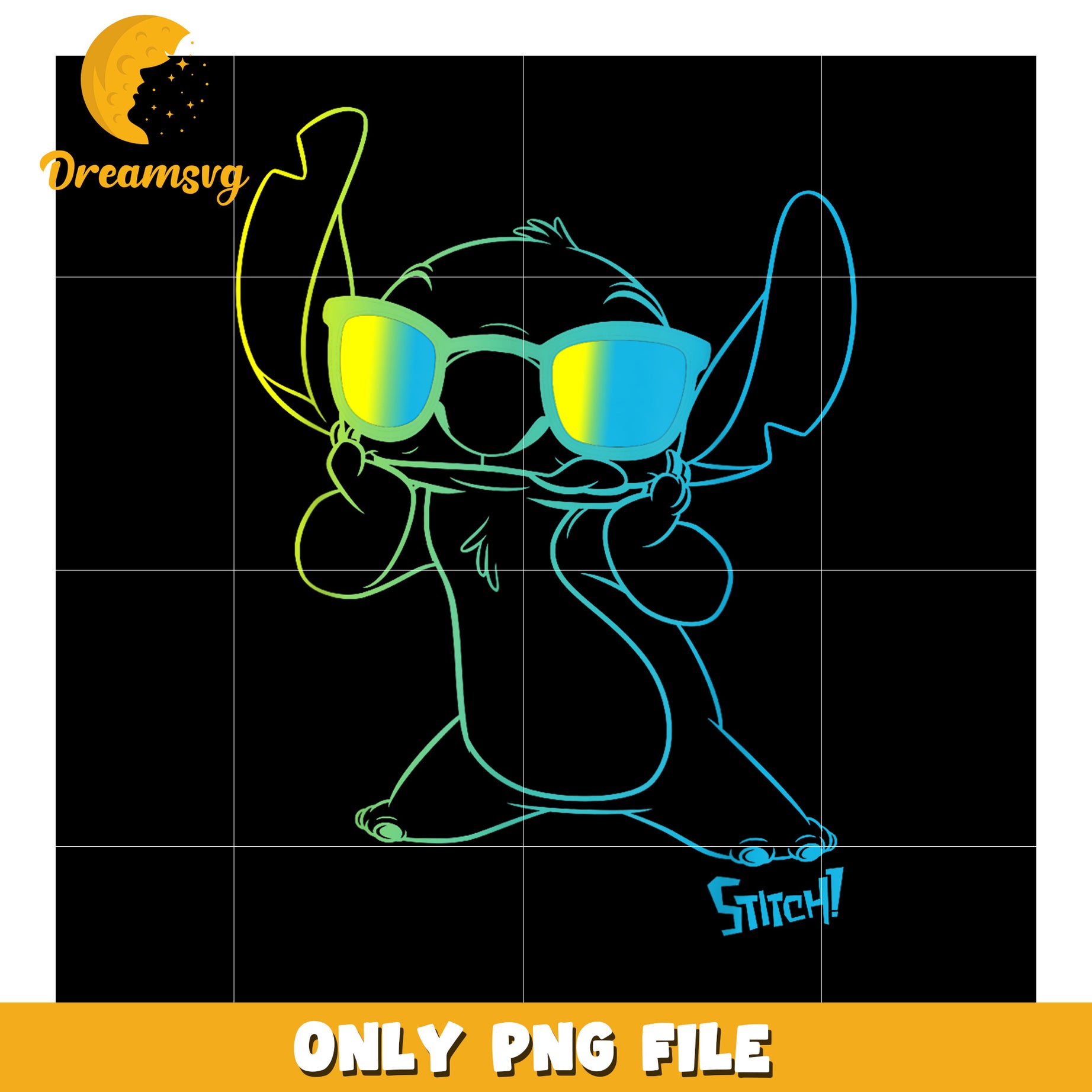 Disney lilo and stitch cool stitch neon outline chest portrait png, cool stitch png