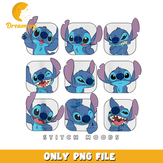 Disney lilo and stitch moods png, stitch emotions png, cute stitch png
