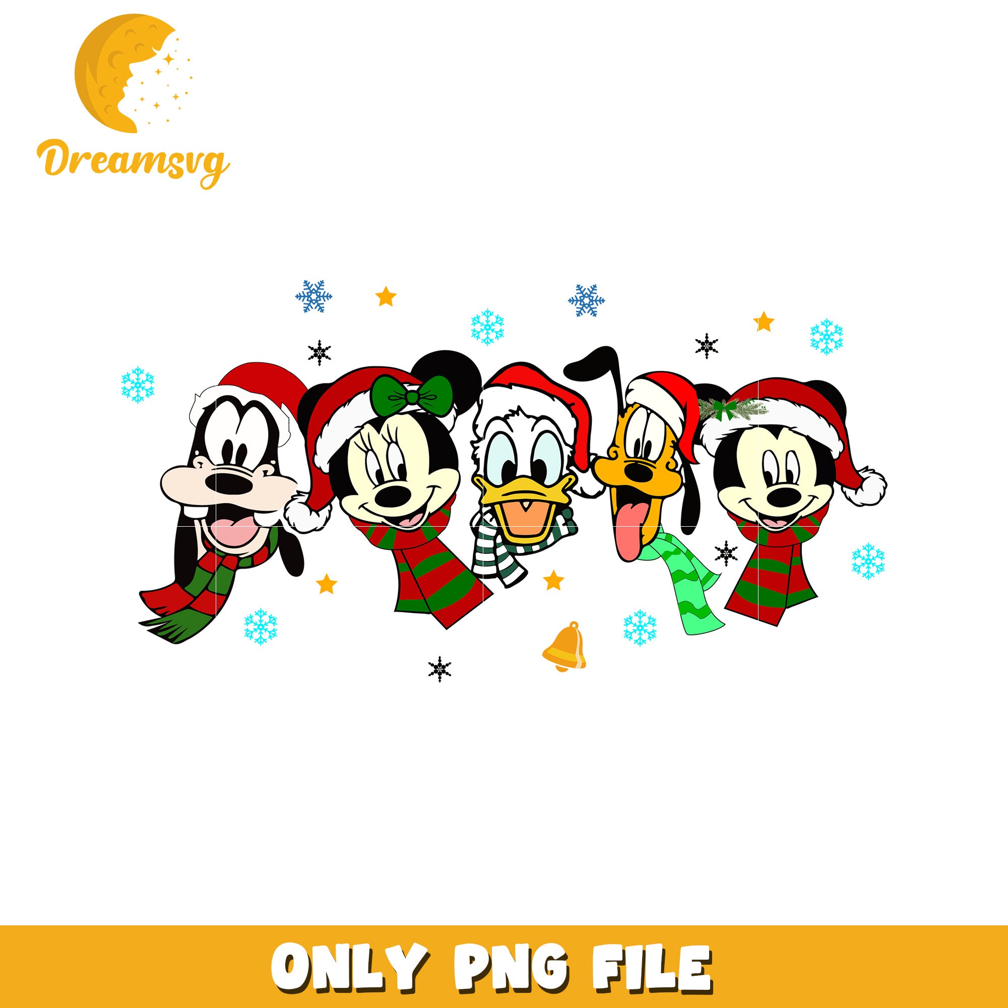Disney main characters christmas png, disney characters png, disneyland png