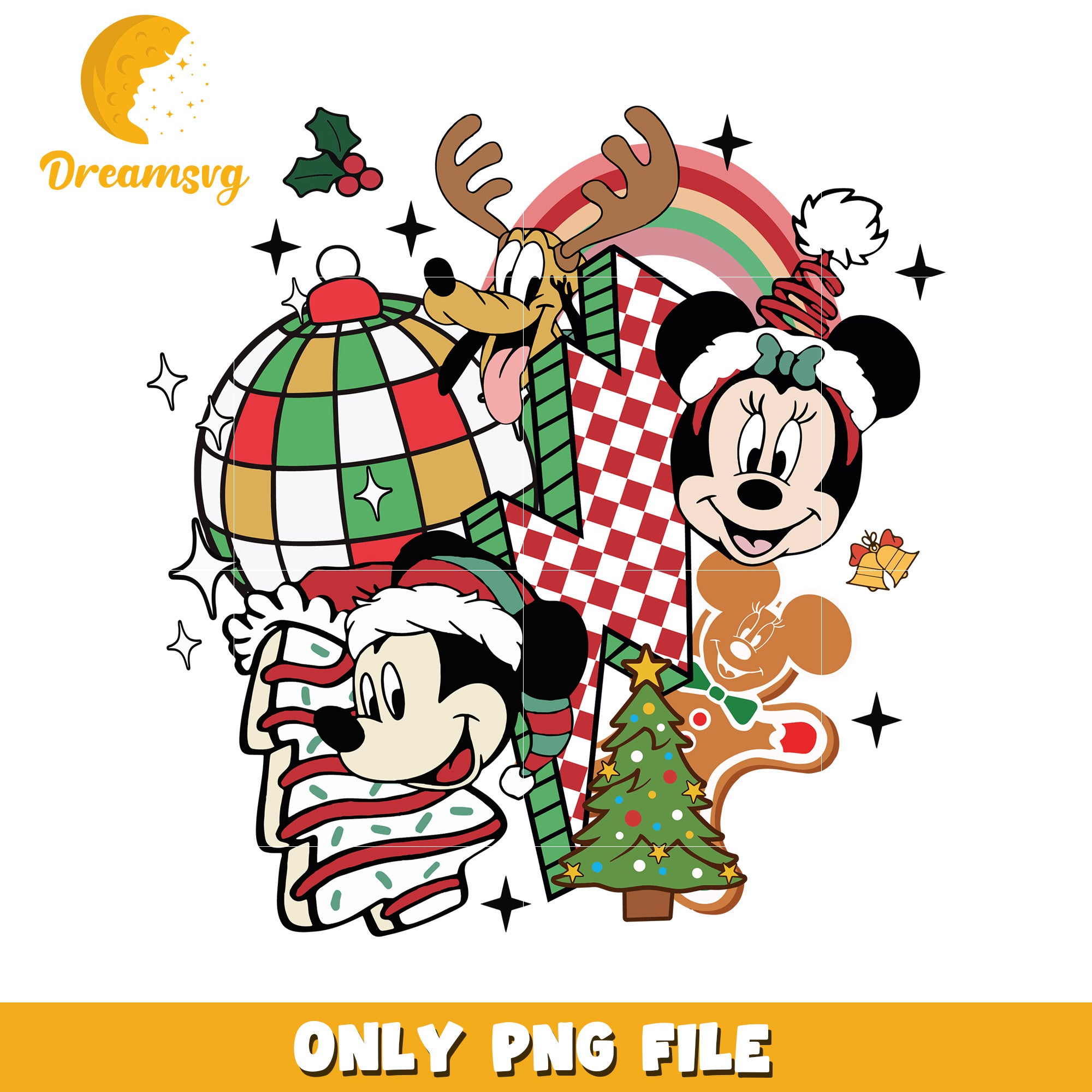 Disney mickey minnie and pluto png, disney movies png, christmas white png