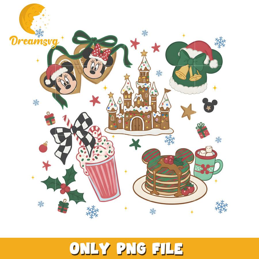 Disney mouse png, festive disney png, winter wonderland png