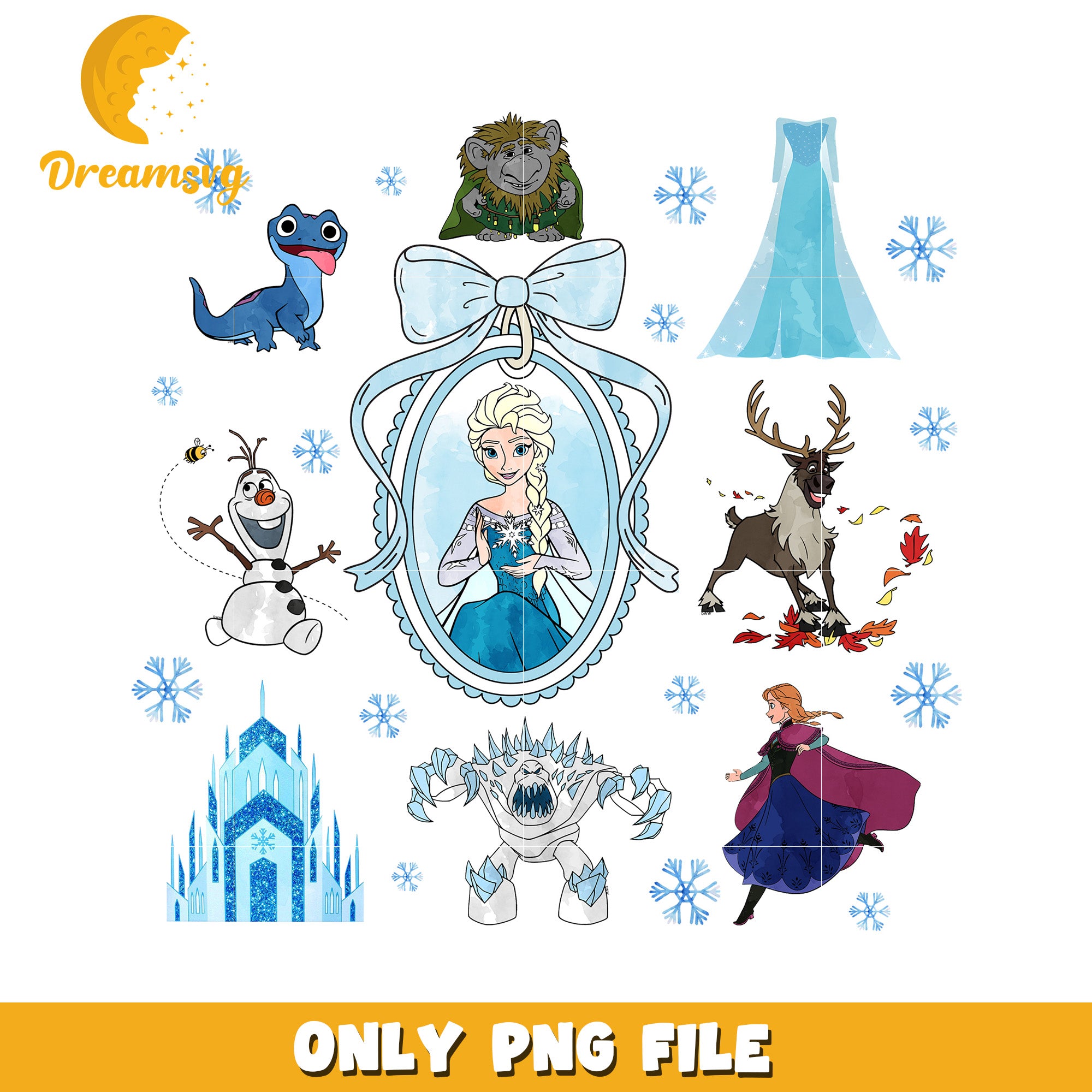Disney movie picture frame design png, elsa pincess png, disney movie png
