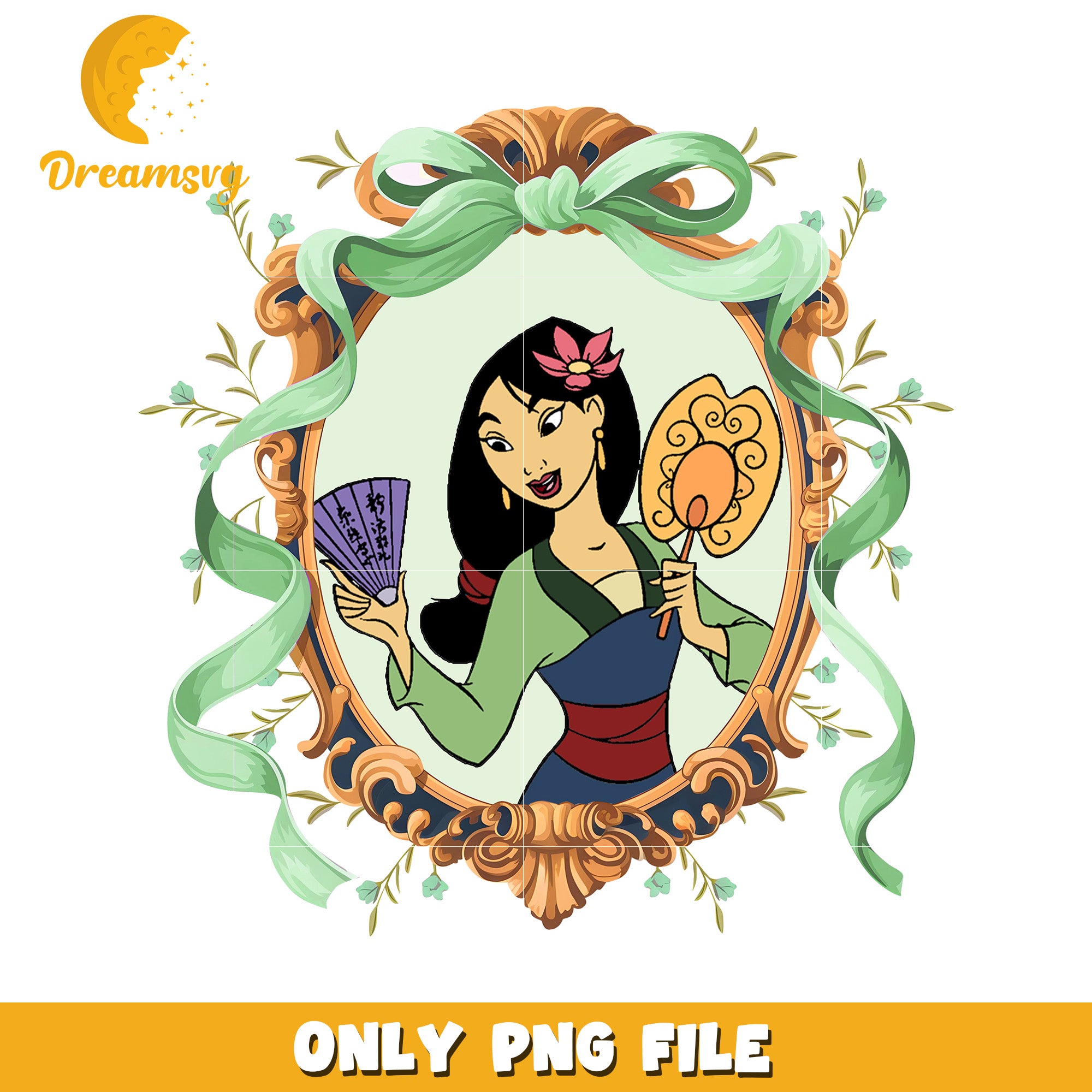 Disney mulan princess mirror coquette bow png, mulan princess png, disney cartoon png