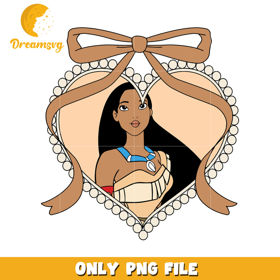 Disney pocahontas picture frame bowtie design png, disney characters png, disney princess png