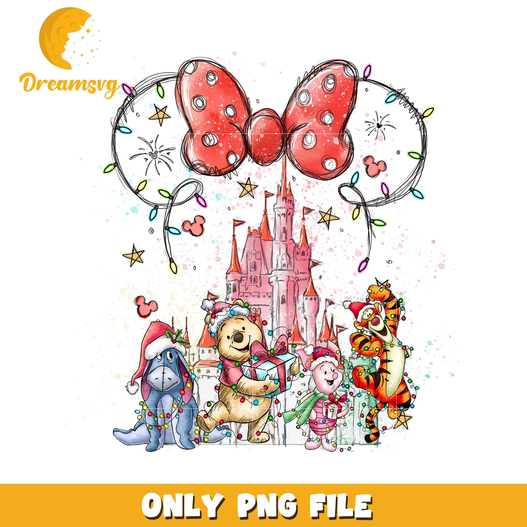 Disney pooh and friends png, christmas magic png, disney holiday png