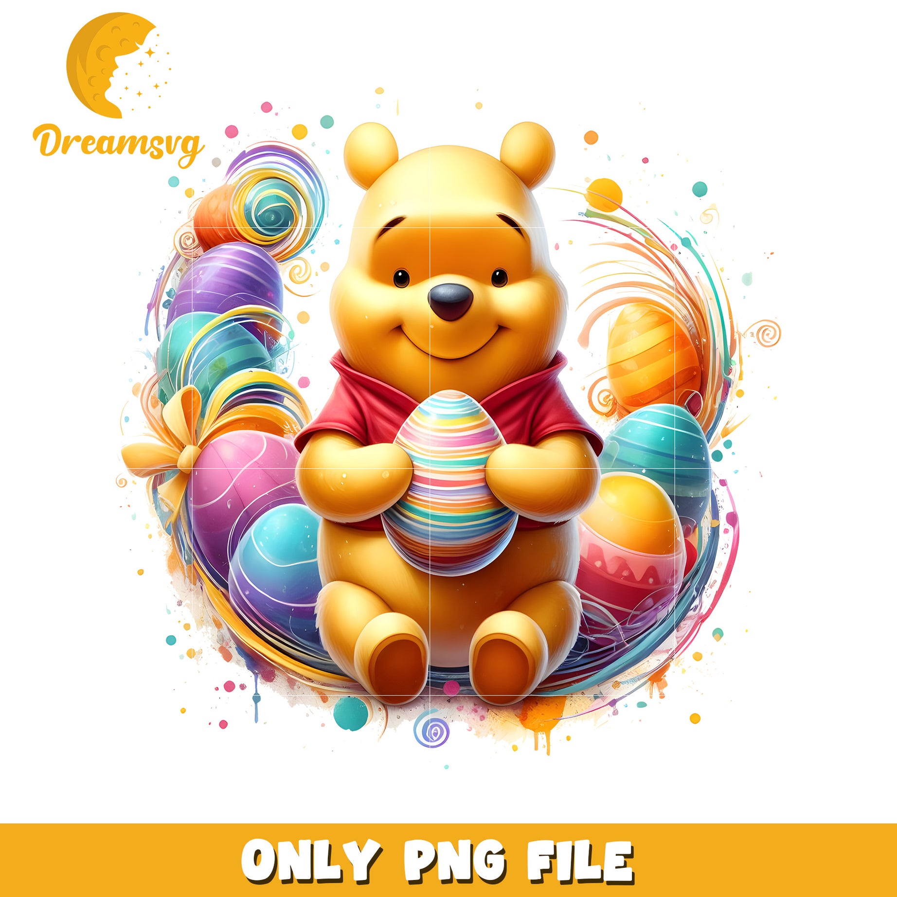 Disney pooh eggs moon design png, easter eggs png, disney png