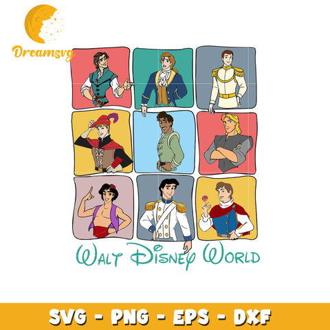 Disney prince characters svg, disney cartoons svg, disneyland svg