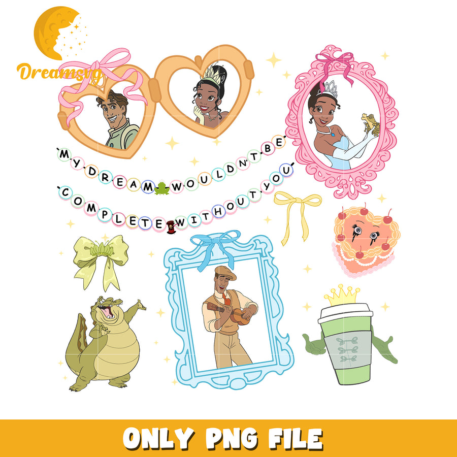Disney princess and the forg characters design png, tiana pincess png, disney movie png