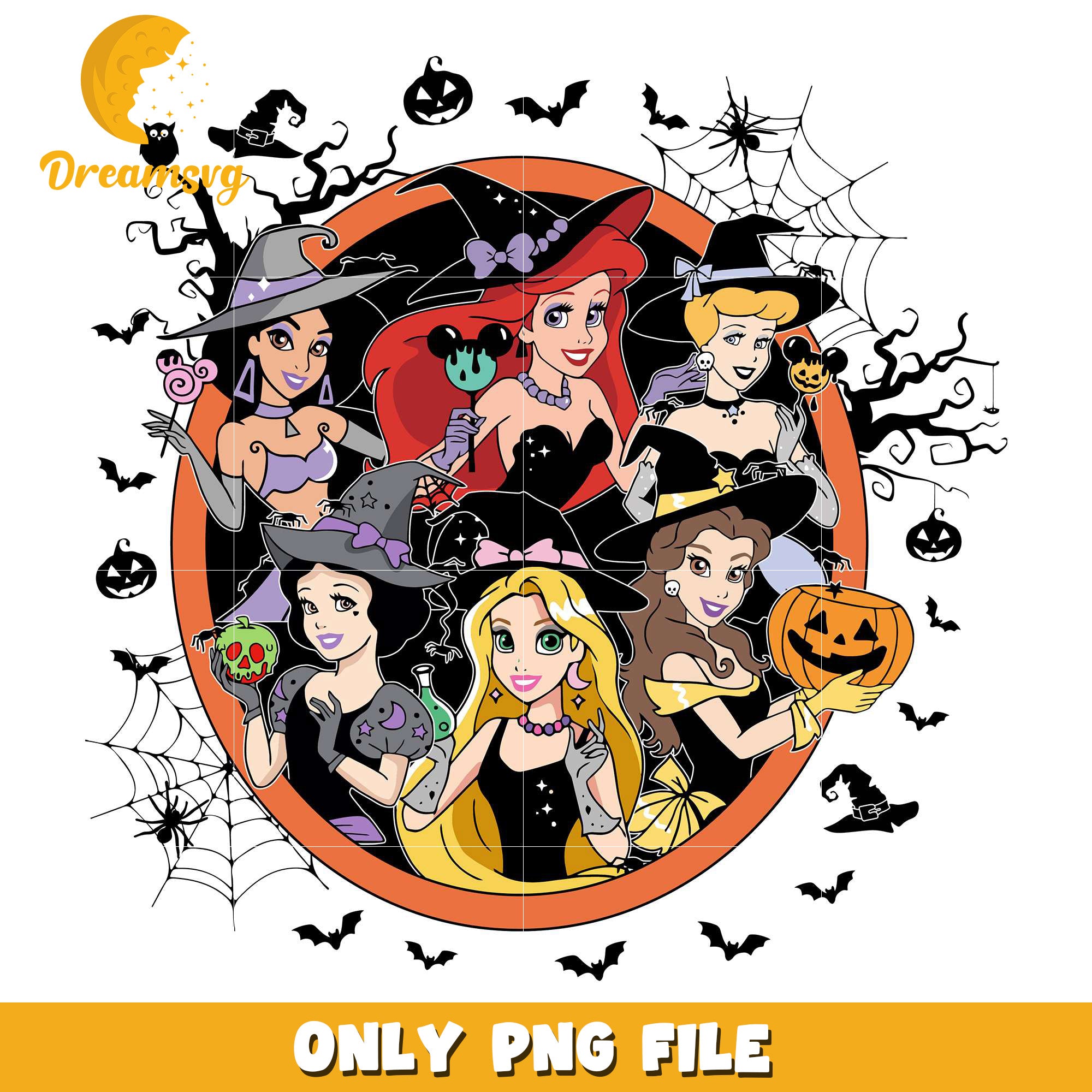 Disney princesses design png, halloween ​​candy png, disney princess png