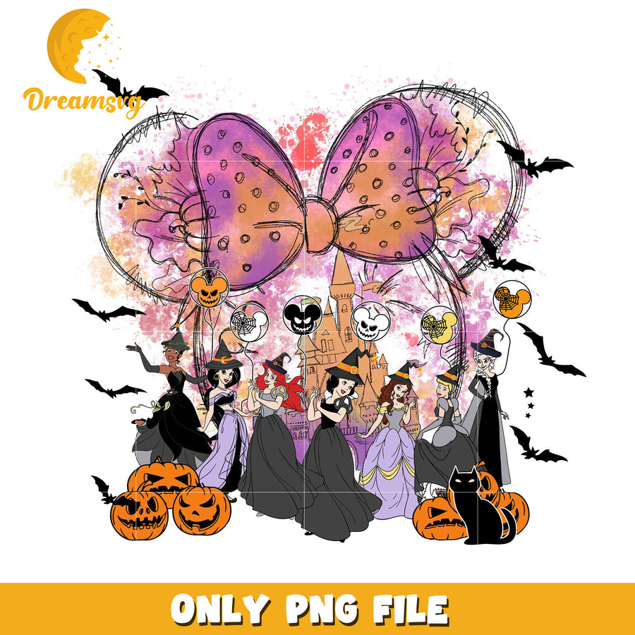 Disney princesses halloween png, halloween ​​candy png, disney princess png