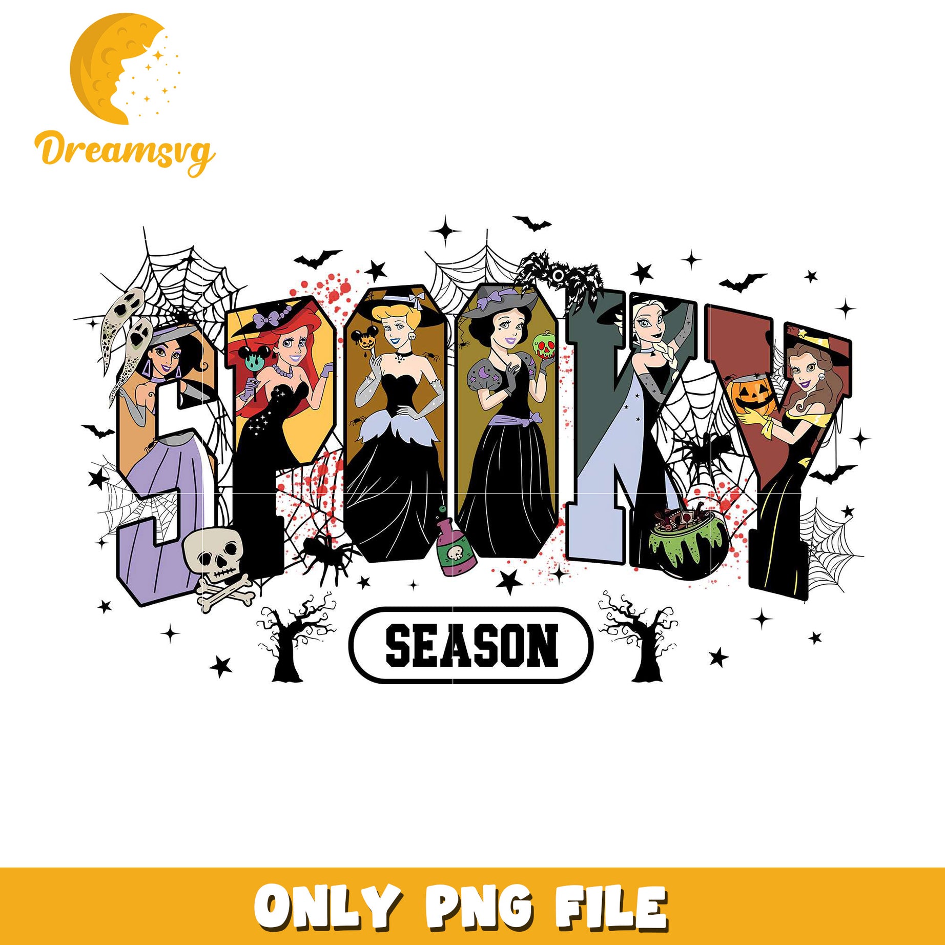 Disney princesses spooky season png, halloween kills​​​ png, halloween decorations​​ png