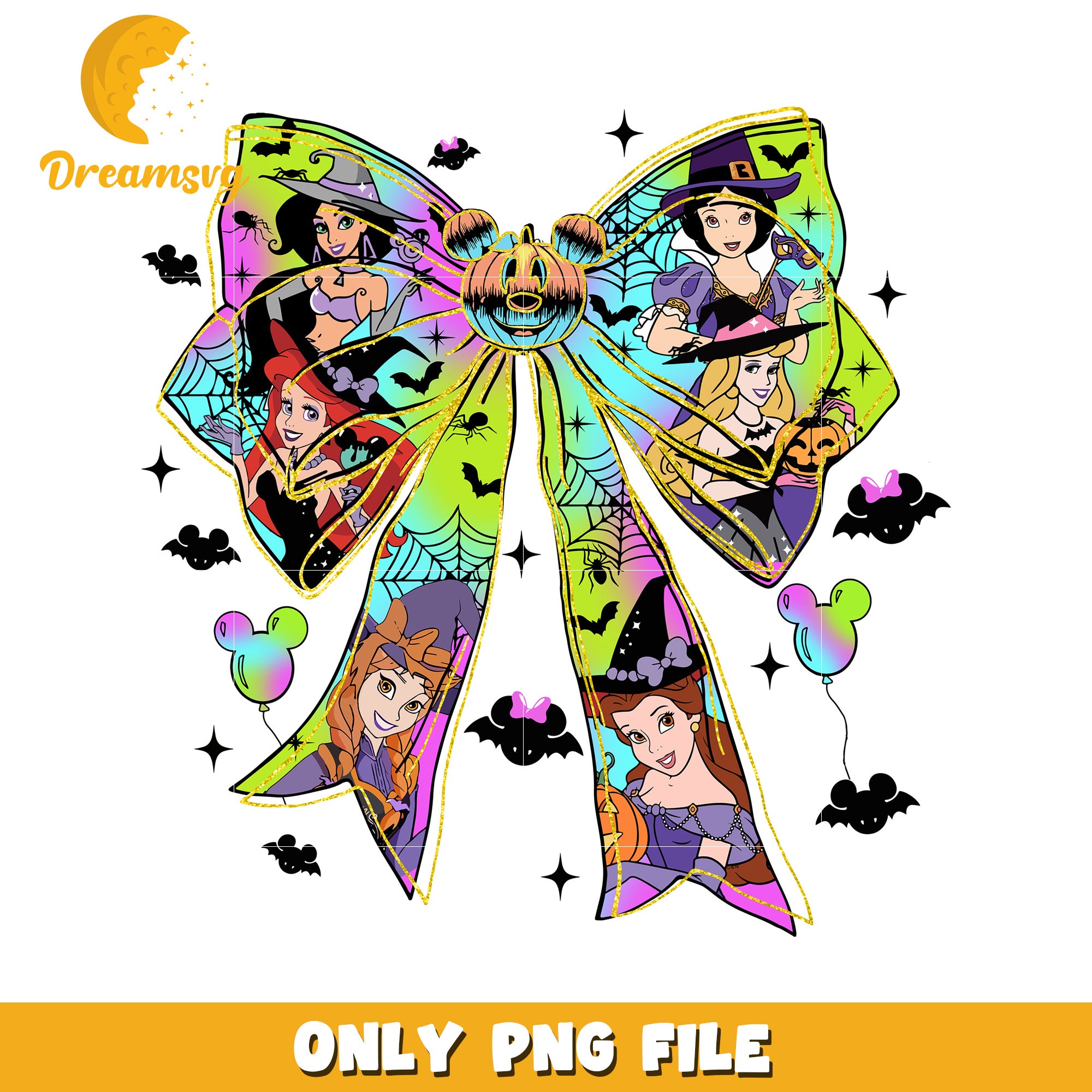 Disney princess halloween bowtie png, halloween holiday png, halloween memes png