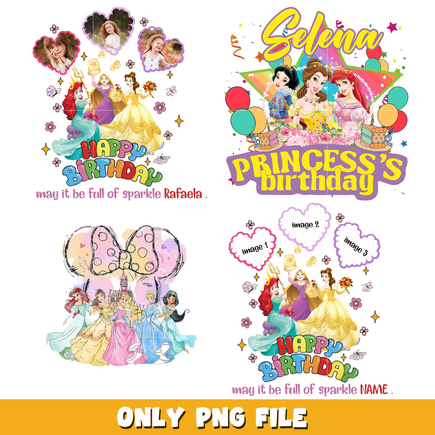 Disney princess birthday png bundle, Disney princess png, Disney png