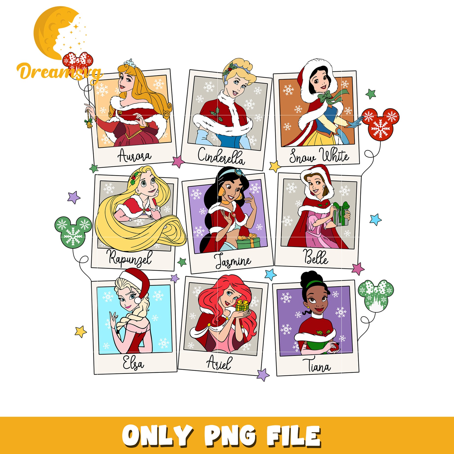 Disney princess png, christmas magic png, disney holiday png