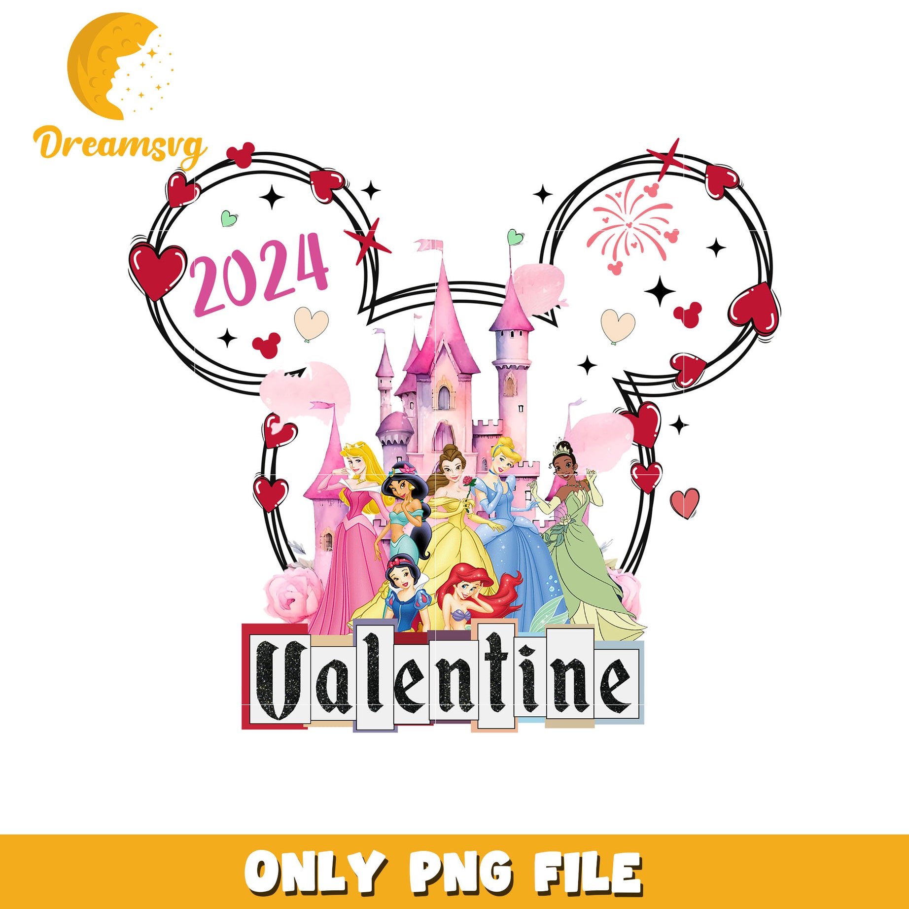 Disney princess valentine 2024 png, mickey head png, valentine png