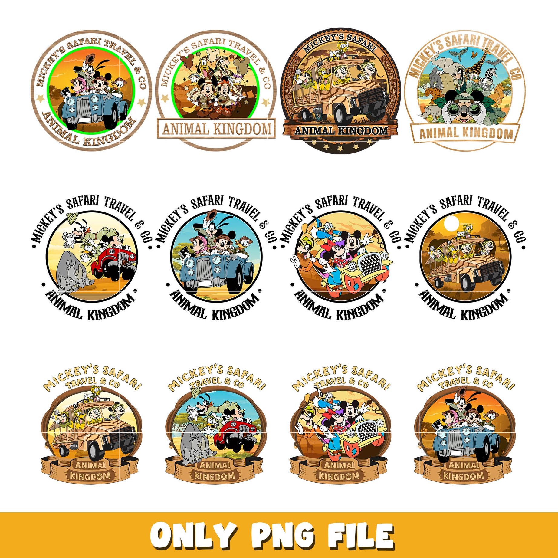 Disney mickey safari travel png bundle, Disneymickey png, Disney png