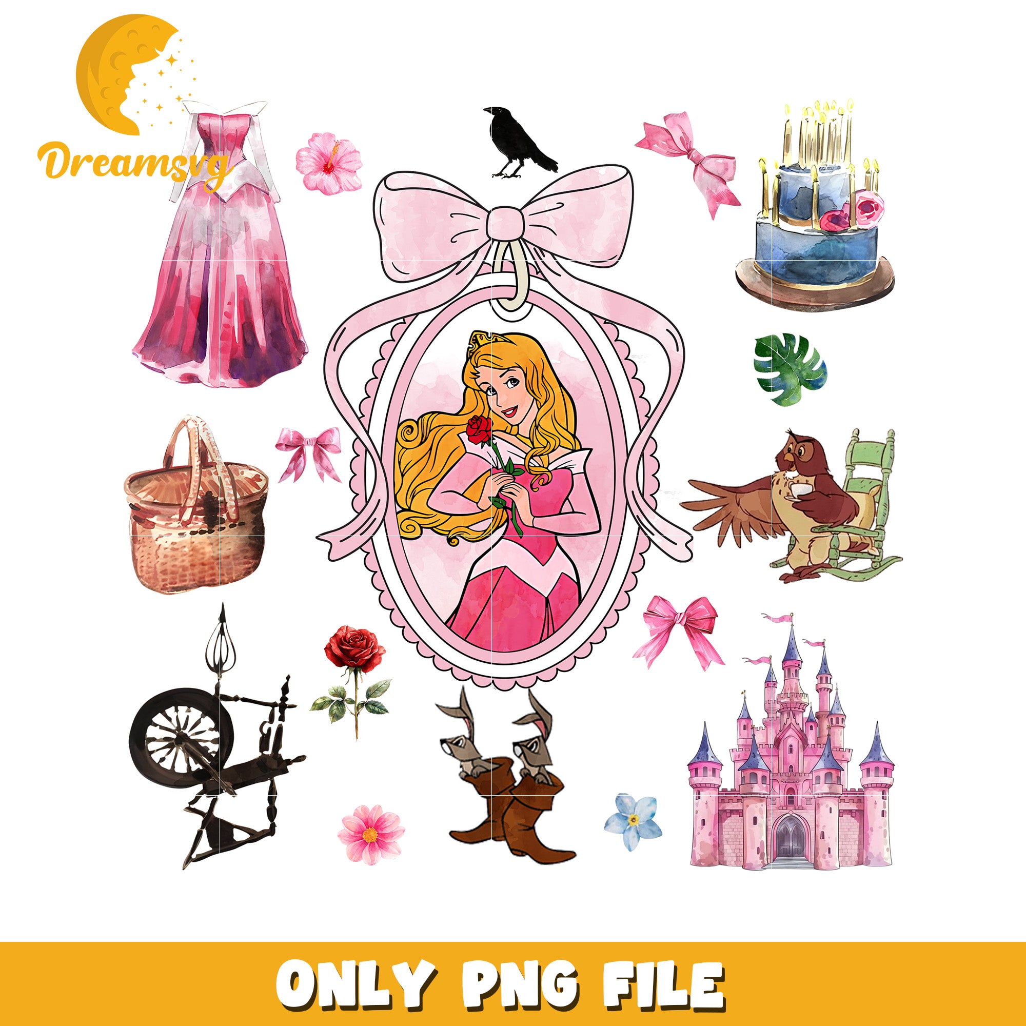 Disney sleeping beauty movie picture frame design png, aurora pincess png, disney movie png