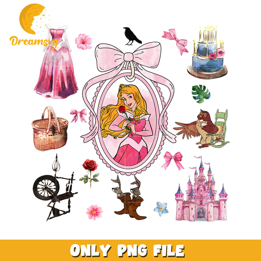 Disney sleeping beauty movie picture frame design png, aurora pincess png, disney movie png