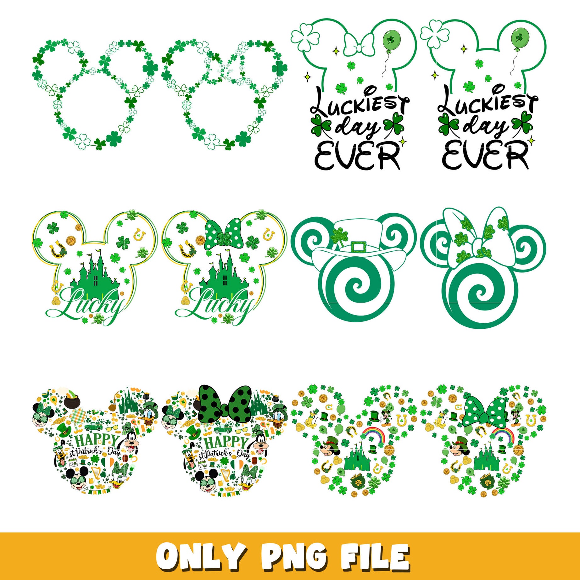 Mickey disney lucky day ever png bundle, Disney patrick day png, Disney png