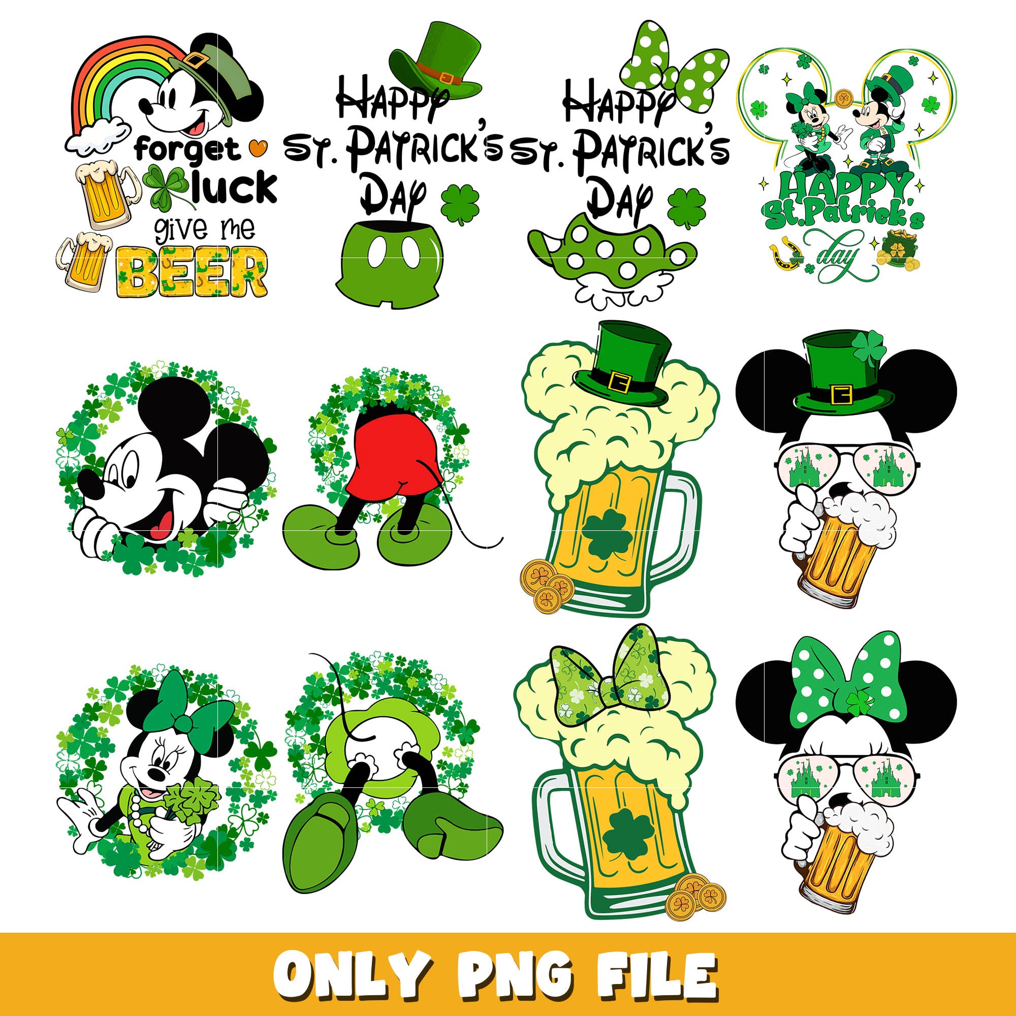 Mickey st patrick day png bundle, Disney patrick day png, Disney png