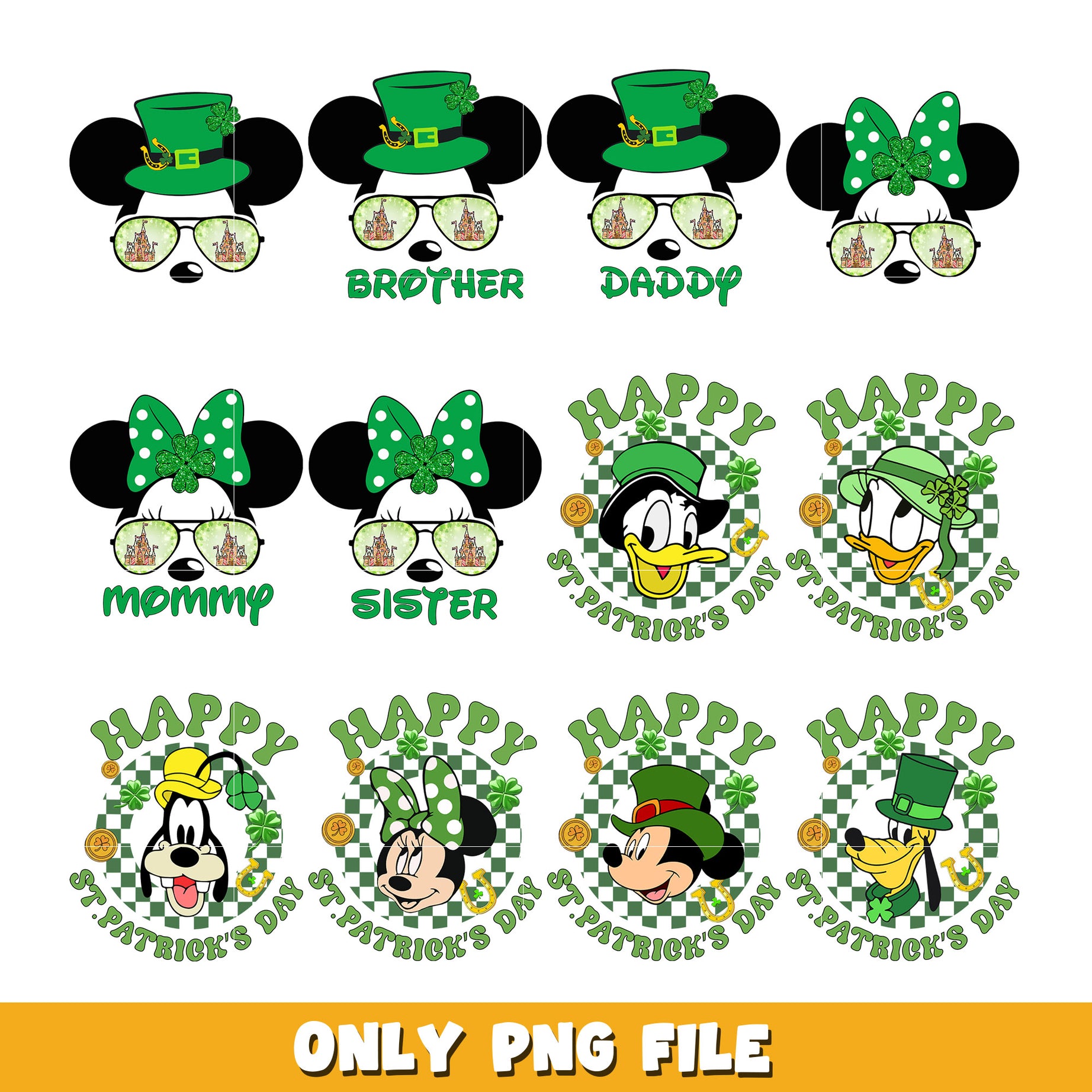 Mouse And Friends Saint Patrick's Day bundle png, Disney cartoon png, Digital download  