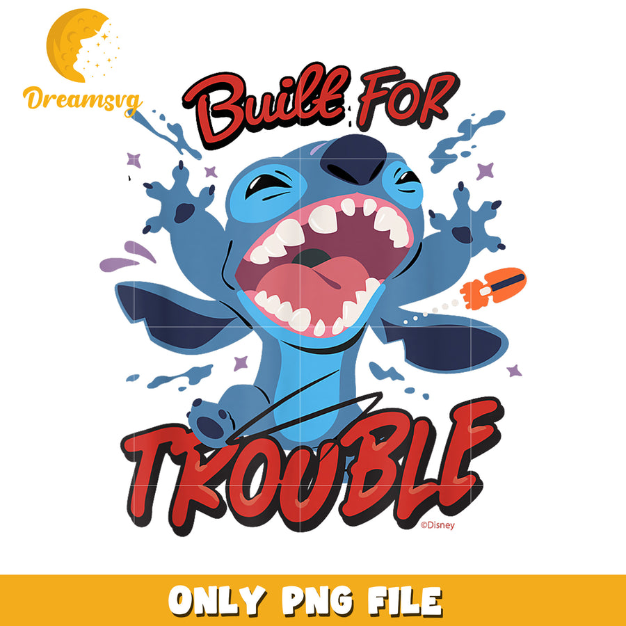 Disney stitch built for trouble png, stitch trouble png, disney stitch png