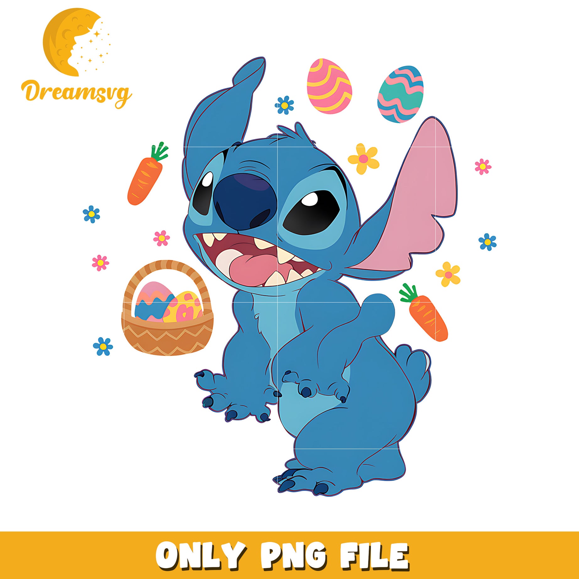 Disney stitch easter eggs design png, easter day png, stitch png