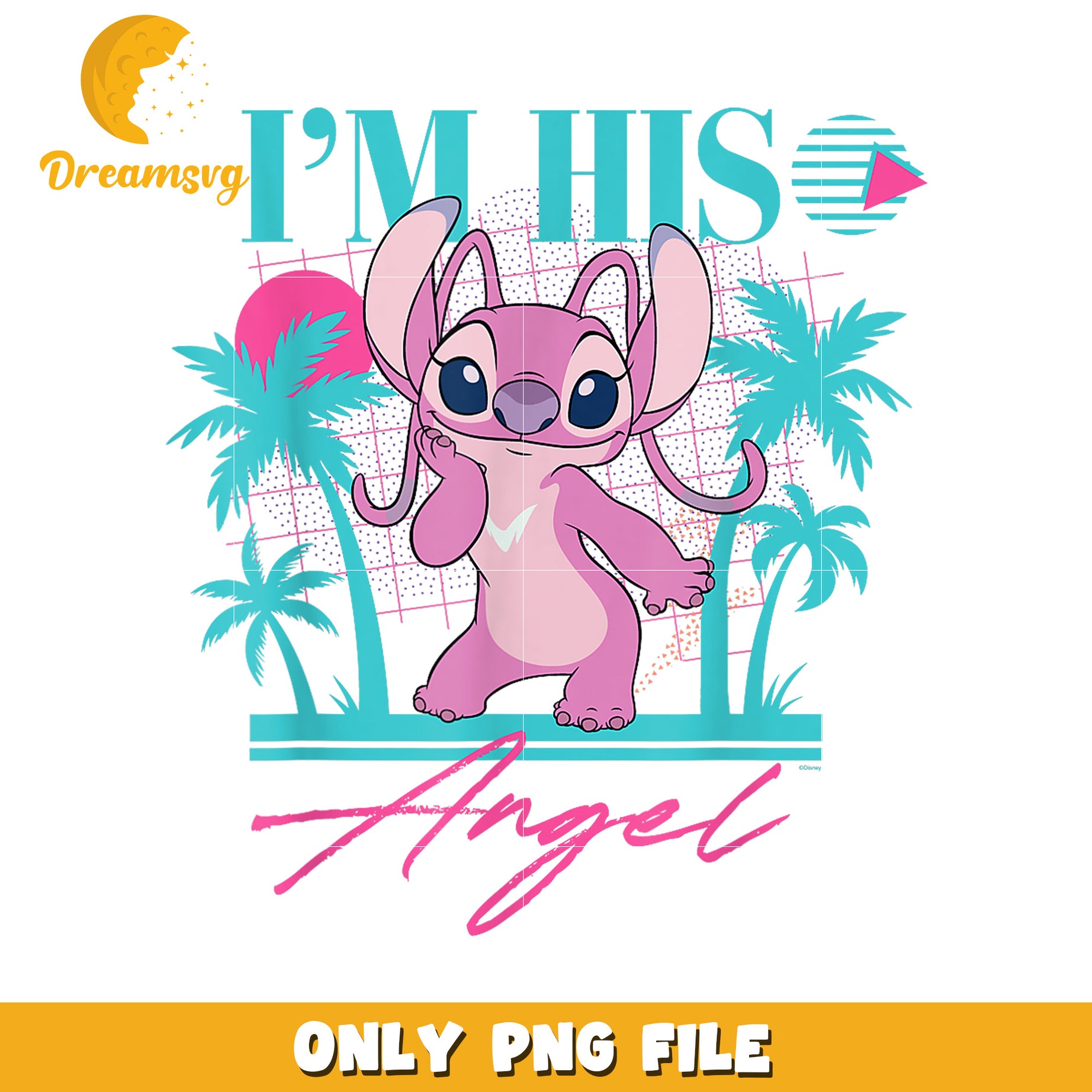 Disney stitch retro ’90s couples matching png, cute angel png, stitch angel png