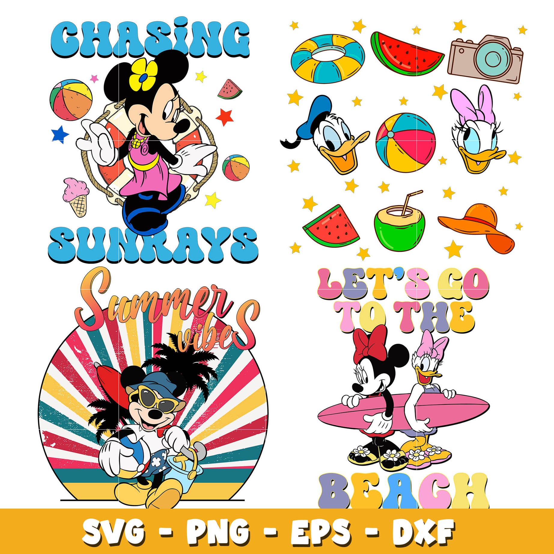 Mouse and friends Summer Vibes bundle svg, Disney cartoon svg, Digital download  