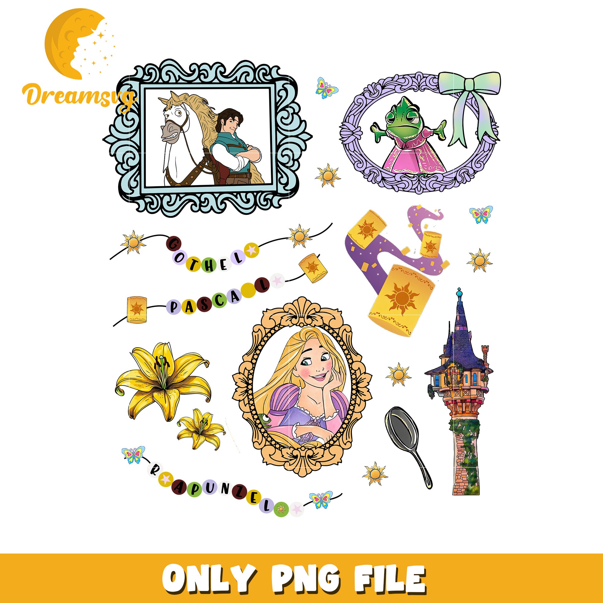 Disney tangled movie characters design png, tangled pincess png, disney movie png