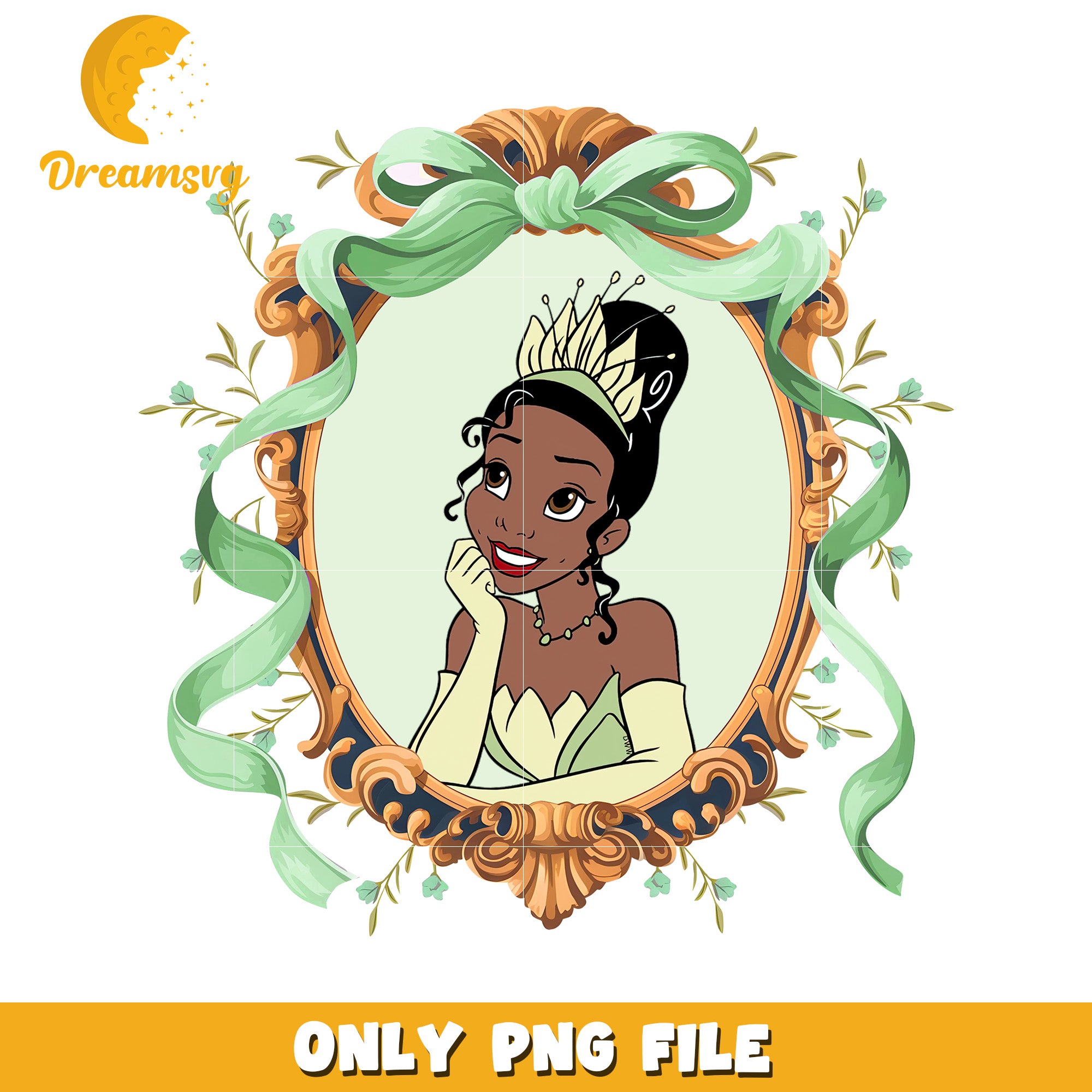 Disney tiana princess mirror coquette bow png, pincess and the frog png, disney cartoon png
