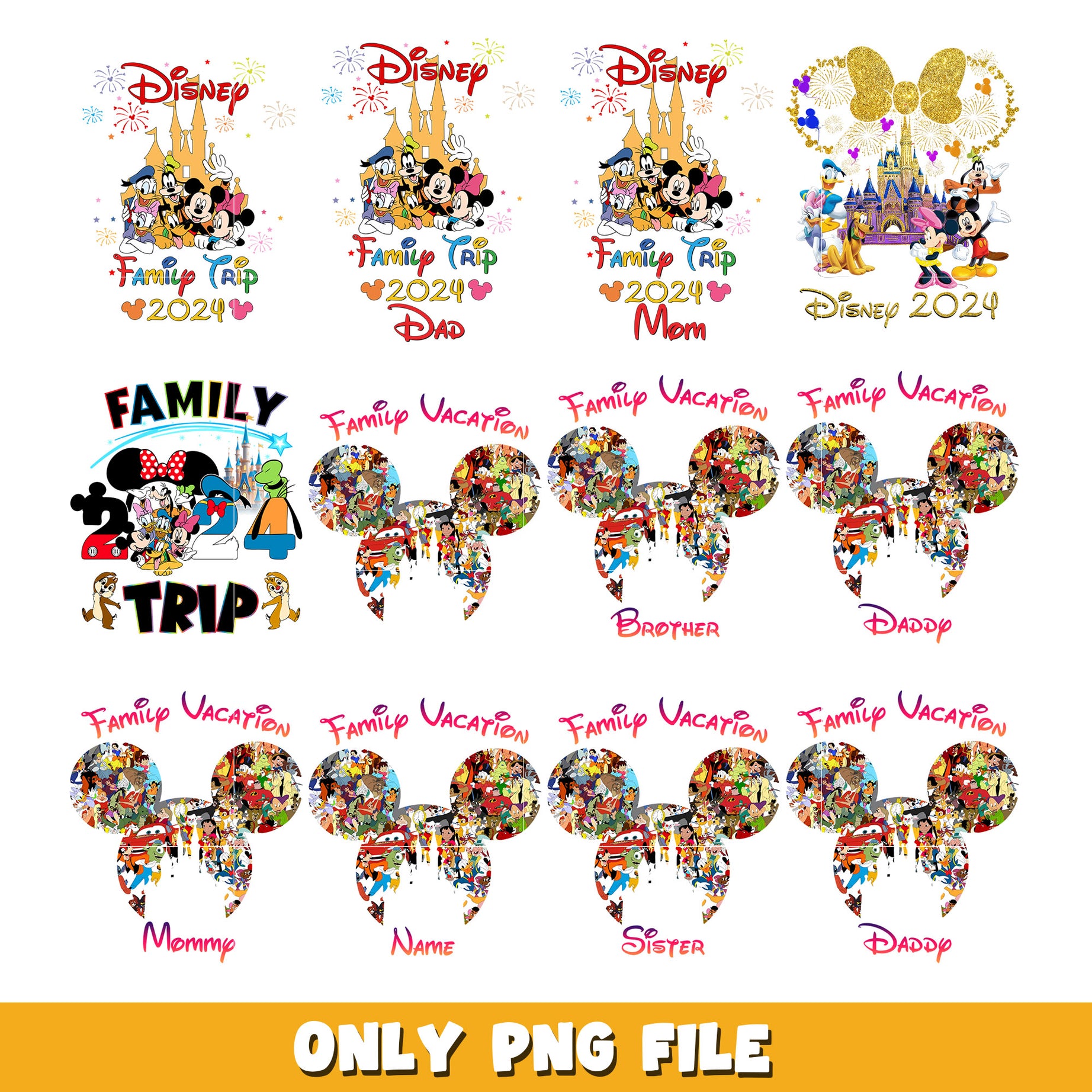 Disney Family Vacation bundle png, Disney cartoon png, Digital download  