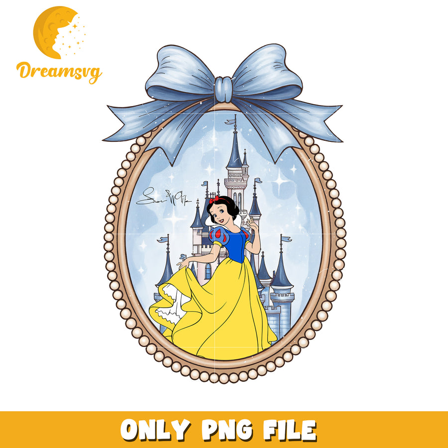 Disney white snow movie picture frame design png, pincess png, disney movie png
