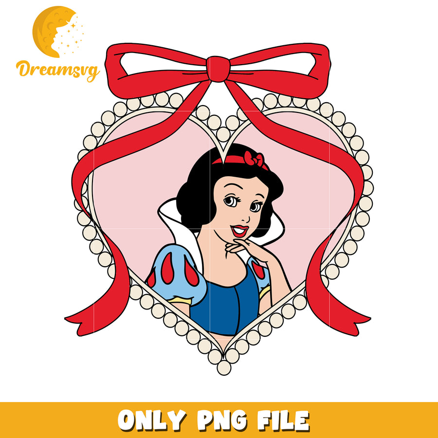 Disney white snow picture frame bowtie design png, disney characters png, disney princess png