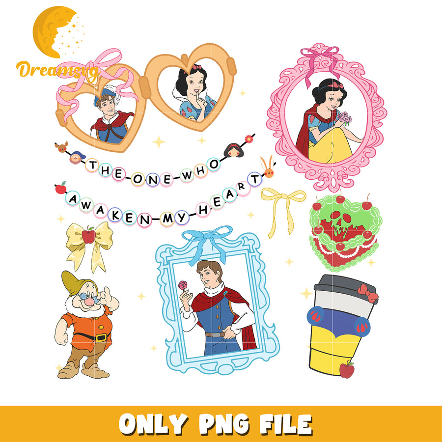 Disney white snow pince characters design png, white snow pincess png, disney movie png