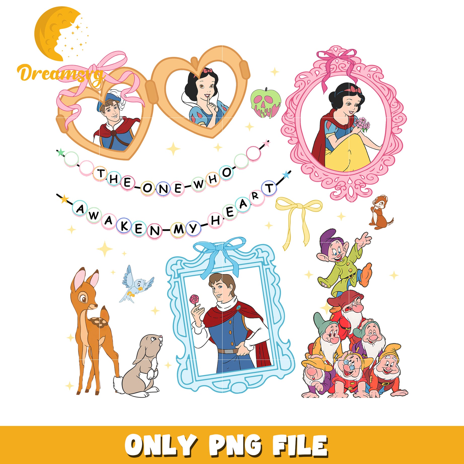 Disney white snow prince characters design png, white snow pincess png, disney movie png