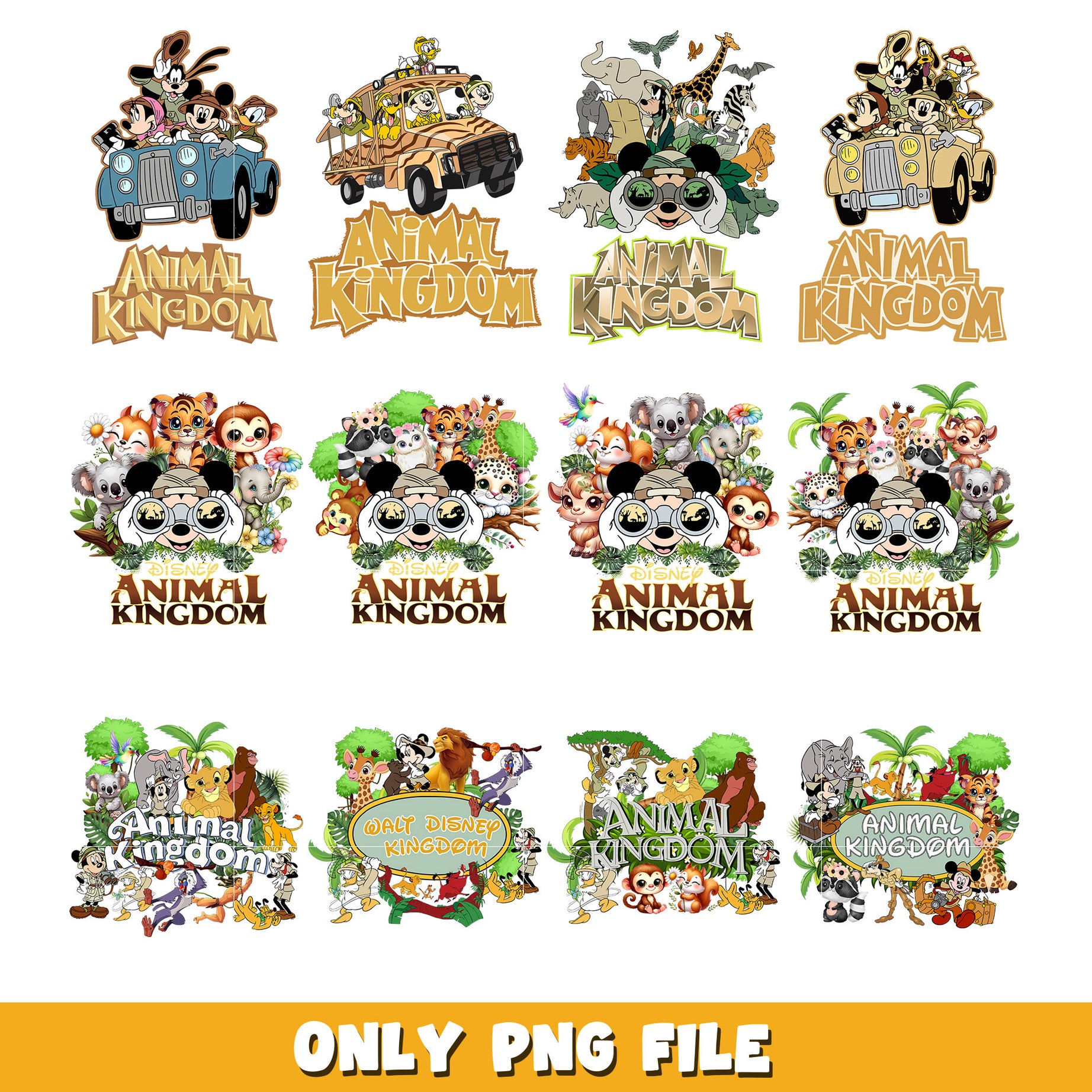 Animal Kingdom  bundle png, Disney cartoon png, Digital download 