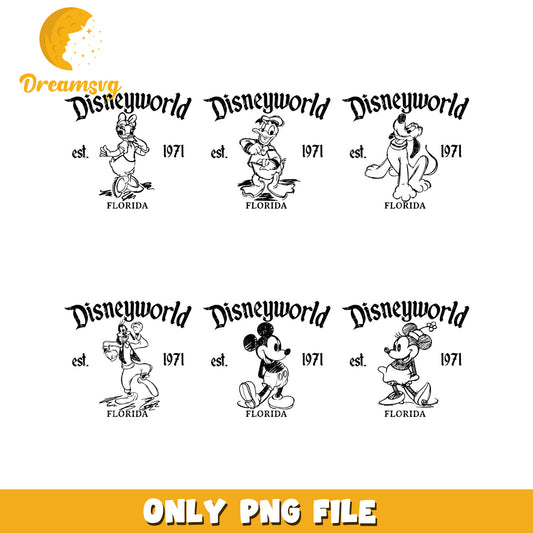 Disneyworld Bundle PNG with Classic Characters Florida 1971
