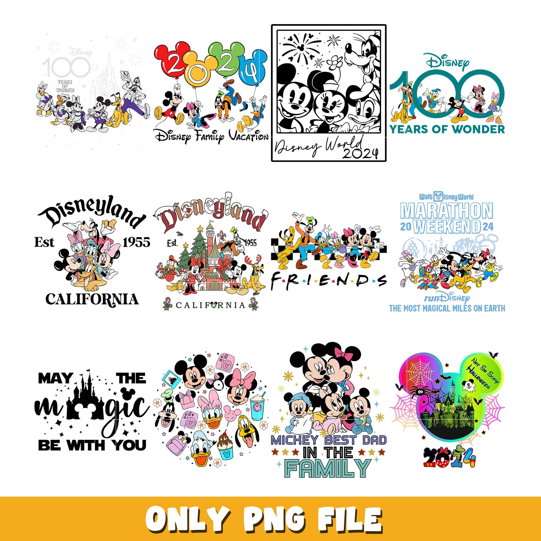 Mickey Mouse and friends Christmas bundle png, Disney cartoon png, Digital download  