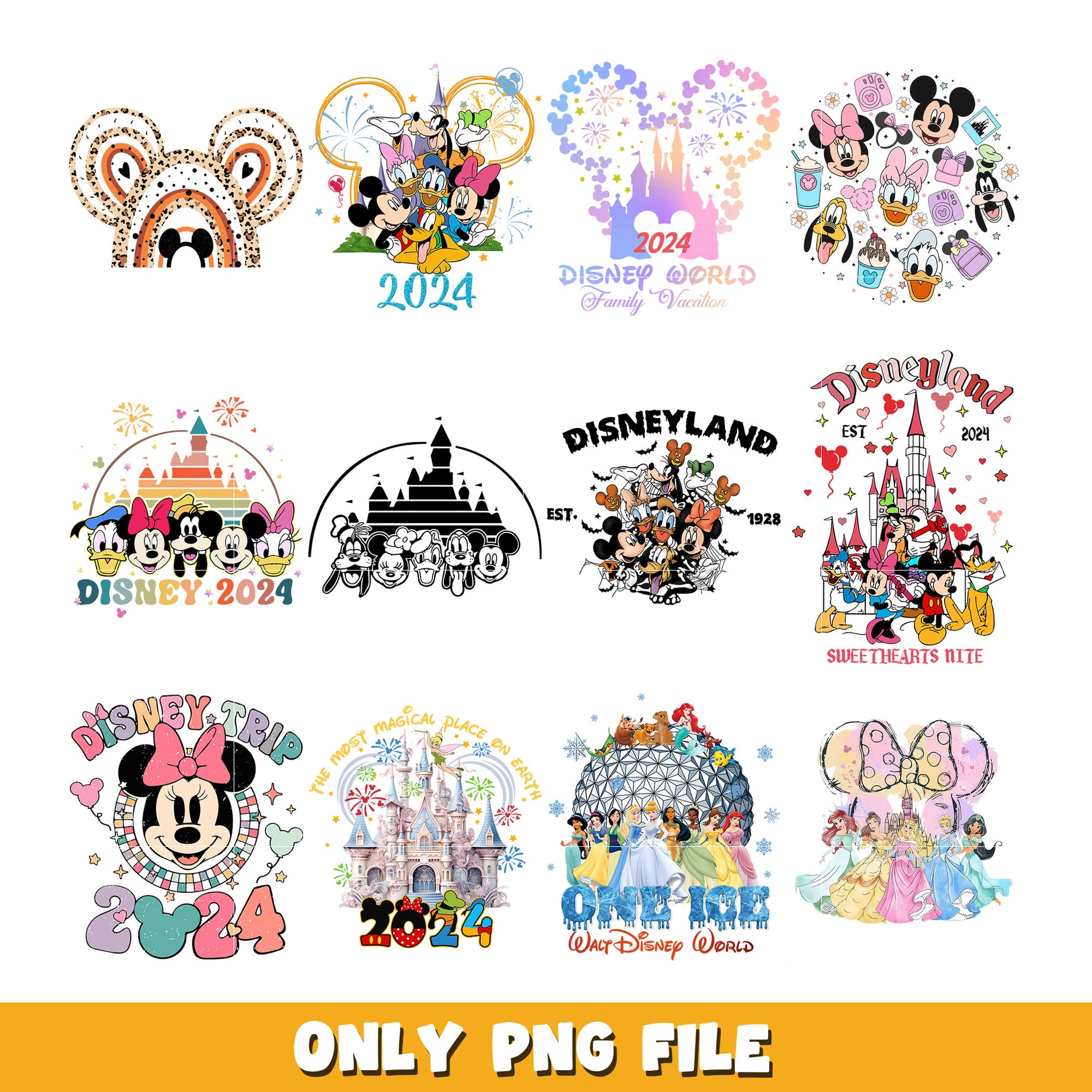 Disneyland first trip bundle png, Disney cartoon png, Digital download 