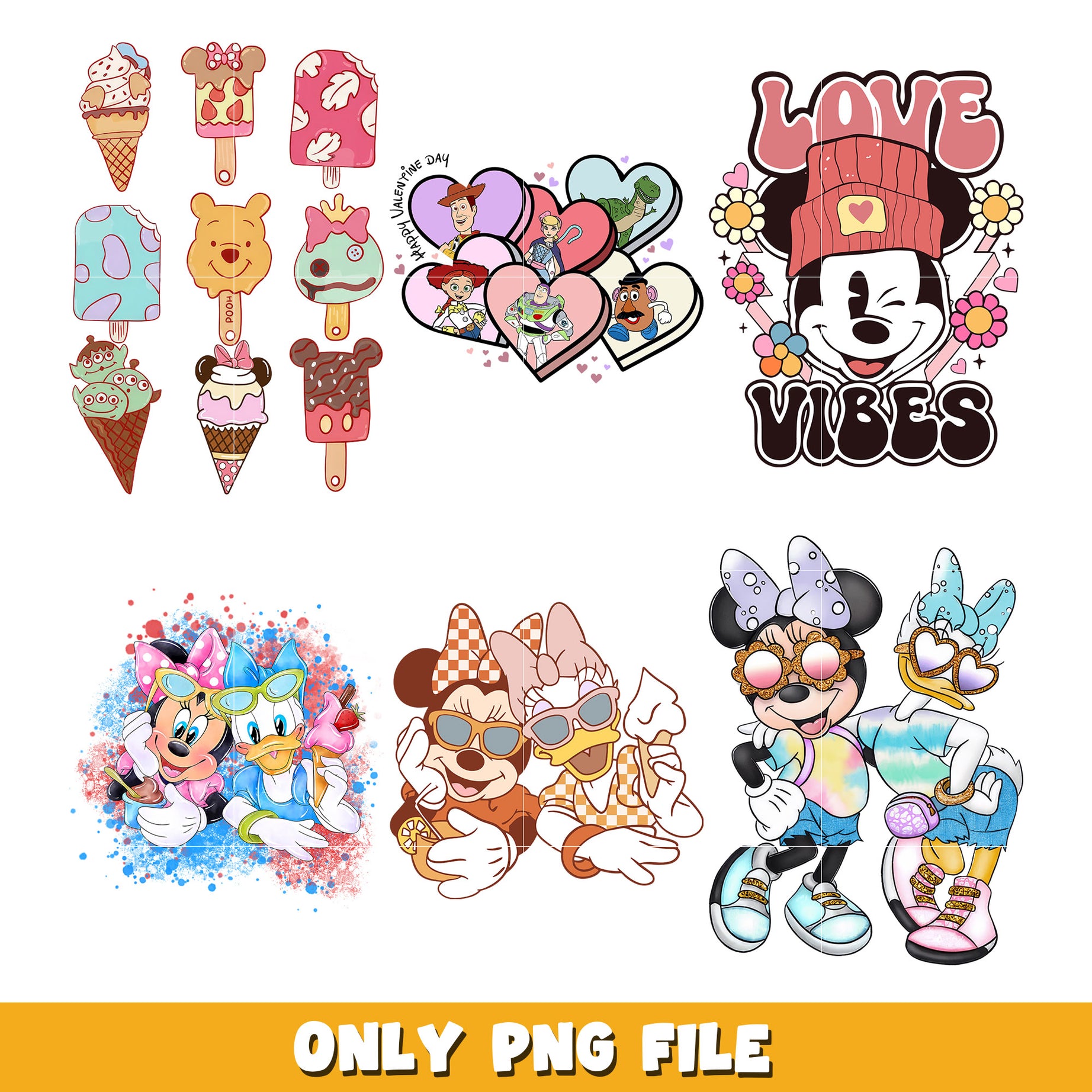 Mouse and friends love bundle png, Disney cartoon png, Digital download 