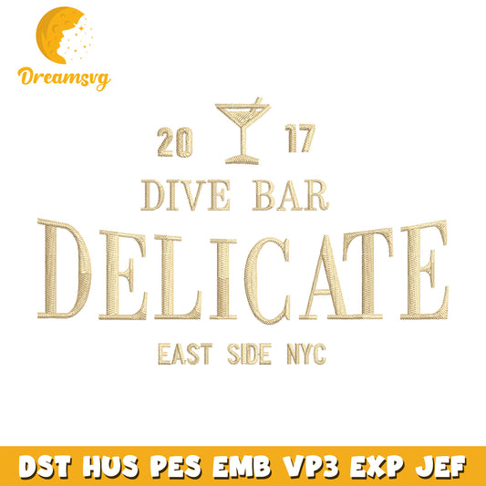 Dive bar delicate embroidery design