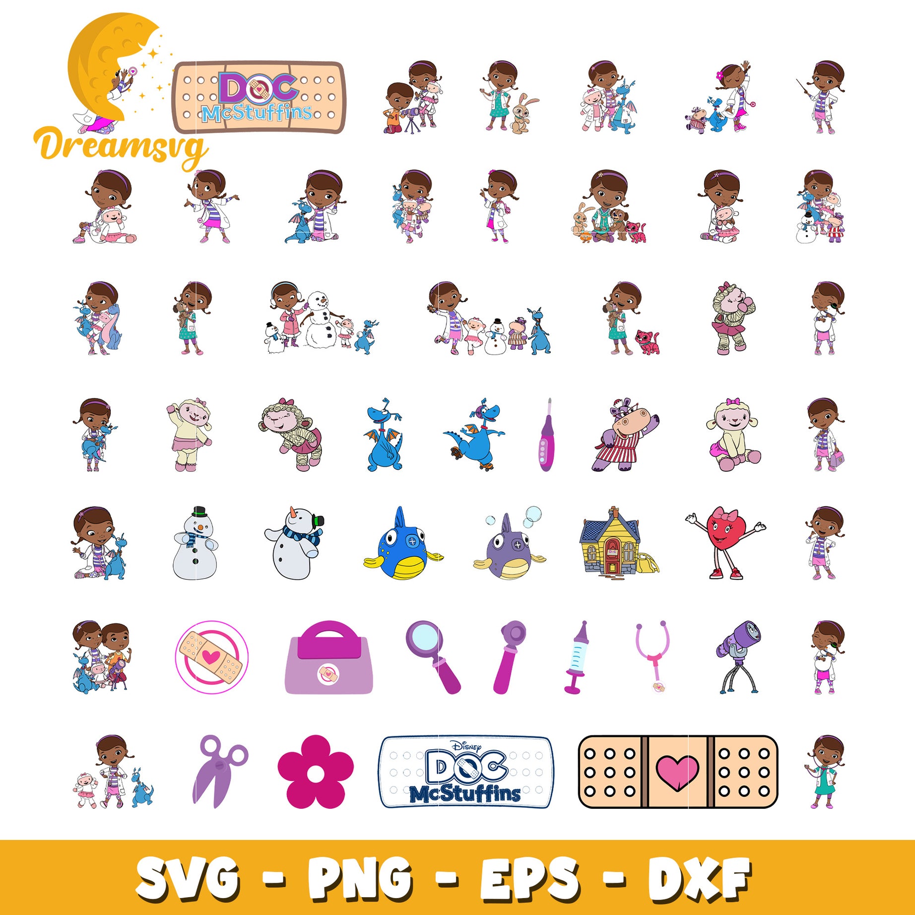 Doc mcstuffins cartoon bundle svg, disney doc mcstuffins​ svg