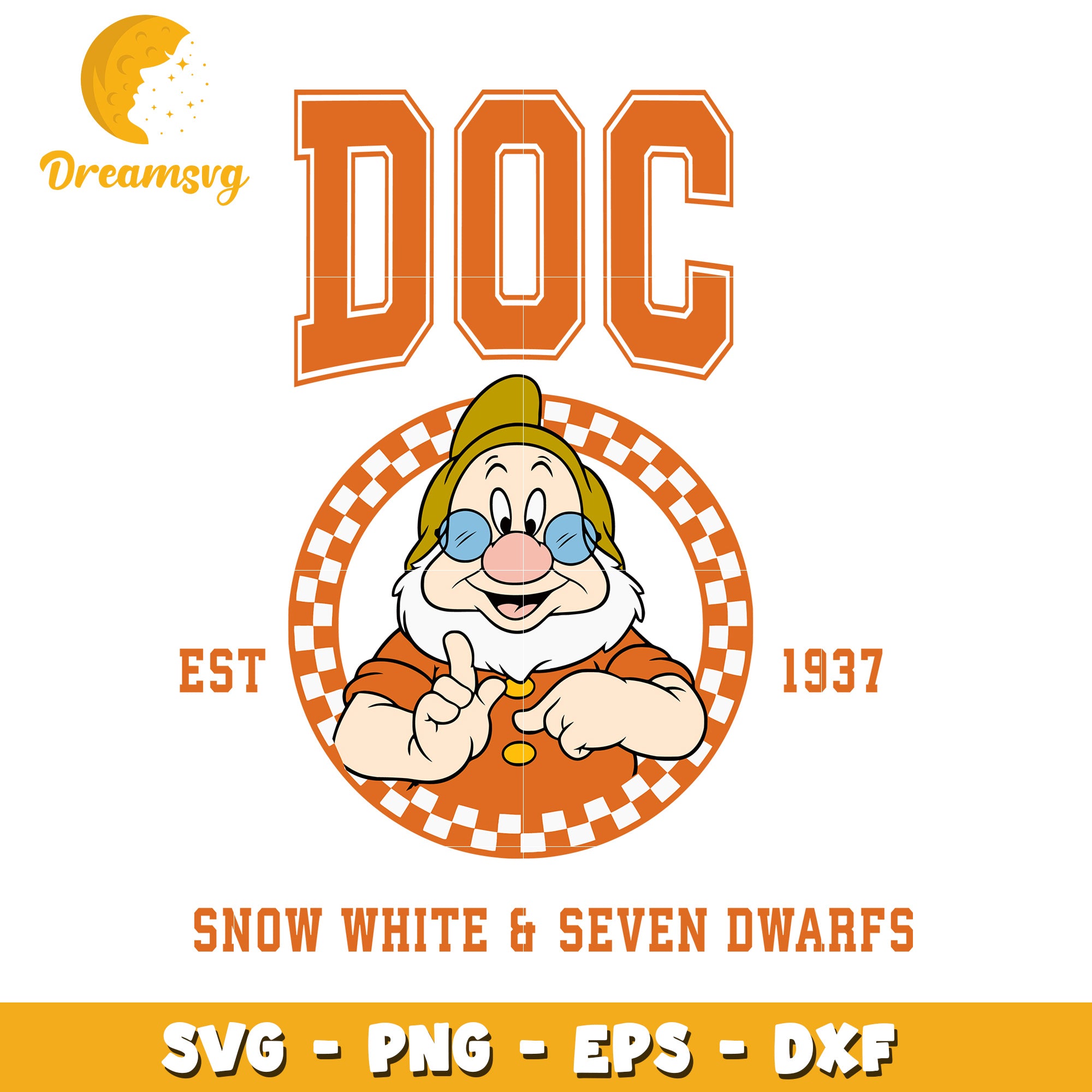 Doc from Snow White and Seven Dwarfs Vintage SVG Design 1937