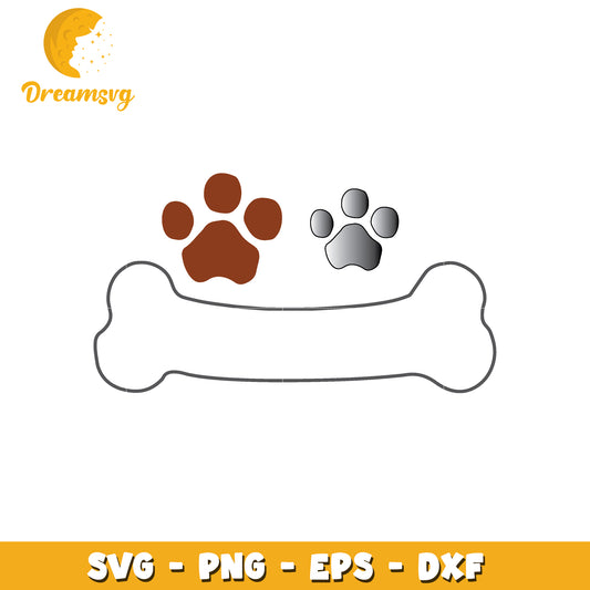 Dog Bone Paw Print SVG Cut File
