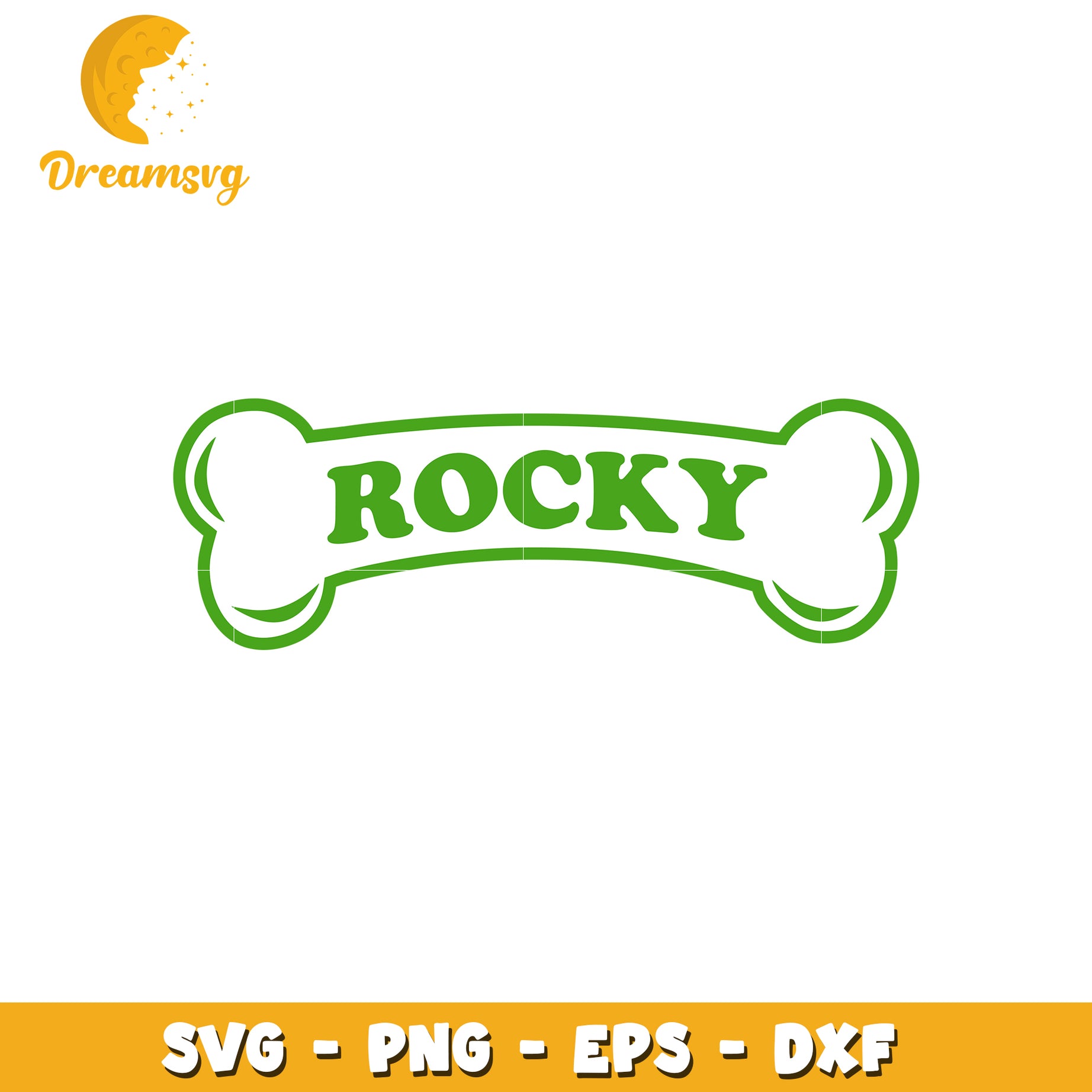 Dog Bone SVG Cut File Rocky Name