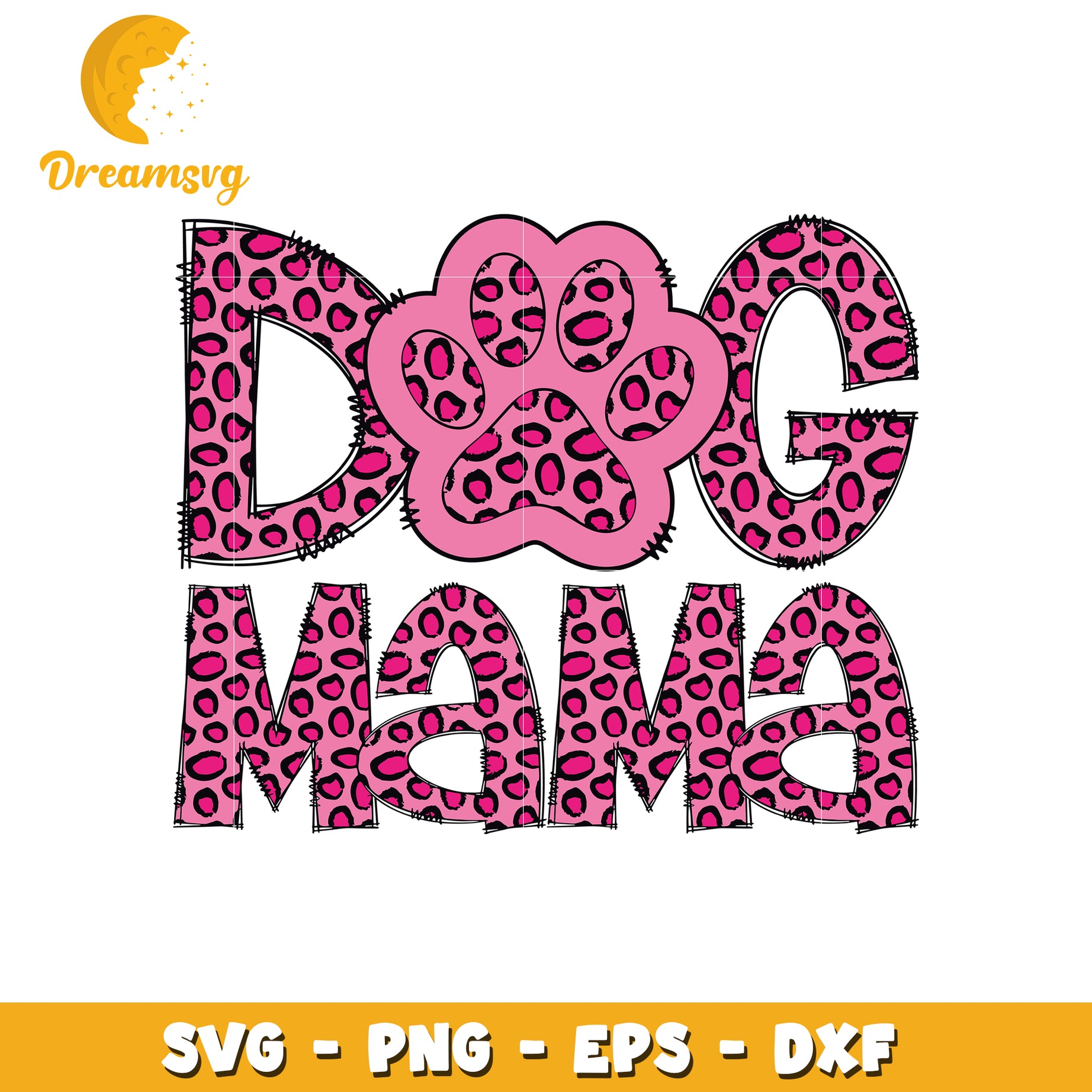 Dog mama leopard pattern svg, dog mama svg, font design svg