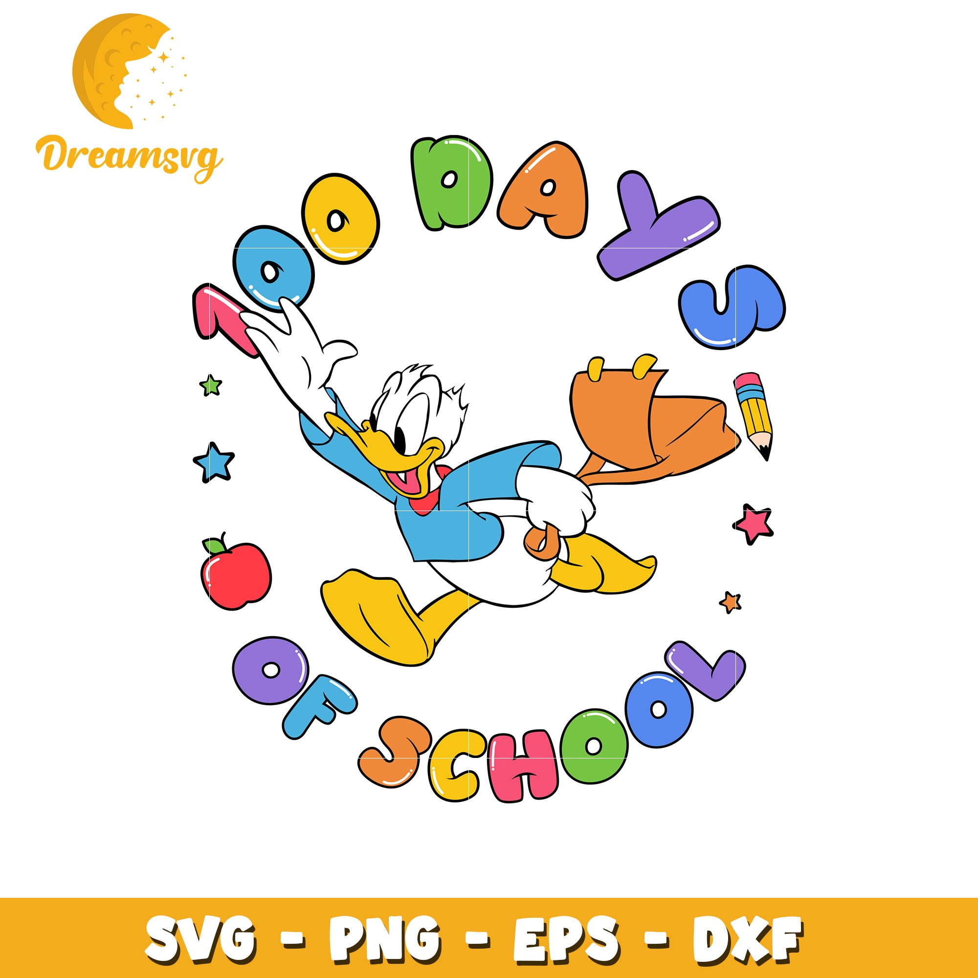 Donald Duck 100 Days School SVG